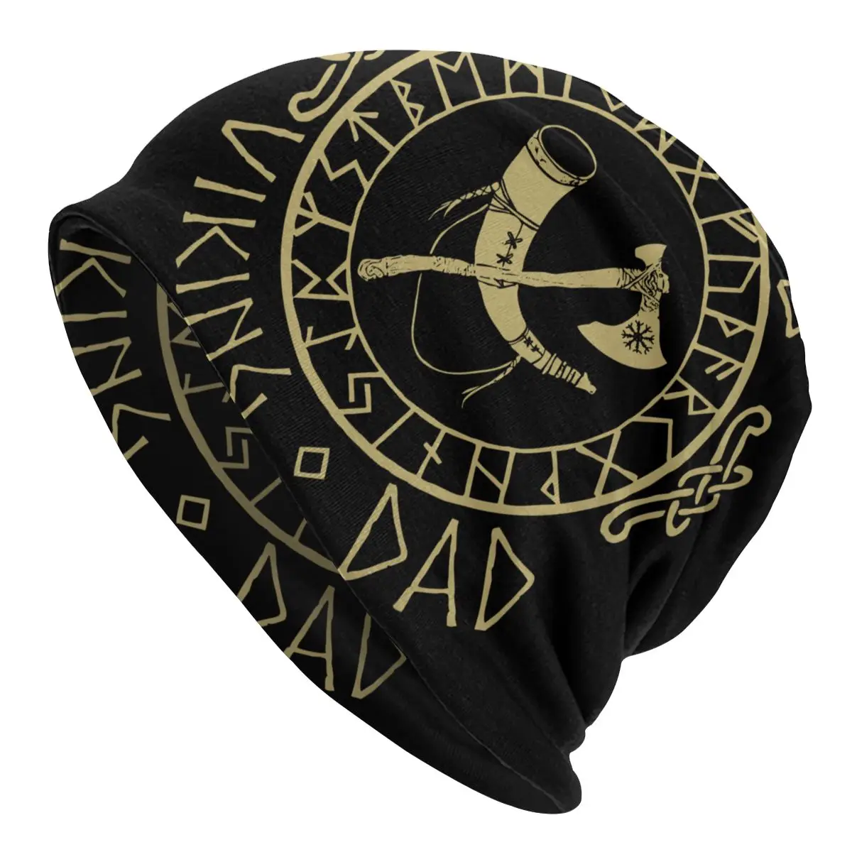 

Rad Viking Dad Axe And Horn Cap Casual Autumn Winter Street Skullies Beanies Hat Unisex Adult Warm Dual-use Bonnet Knitting Hats