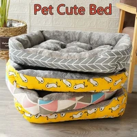 2021 baby soft large pet dog bed cat kennel warm dog house soft fleece nest cartoons baskets mat autumn winter waterproof kennel