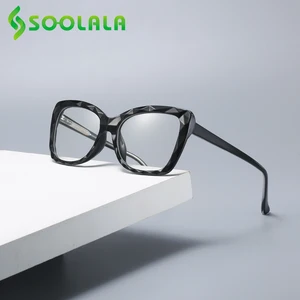 SOOLALA TR90 синий светильник со стразами, женские очки для чтения с блокировкой, весенние откидные очки для дальнозоркости, большие очки от 1,0 до 4,0