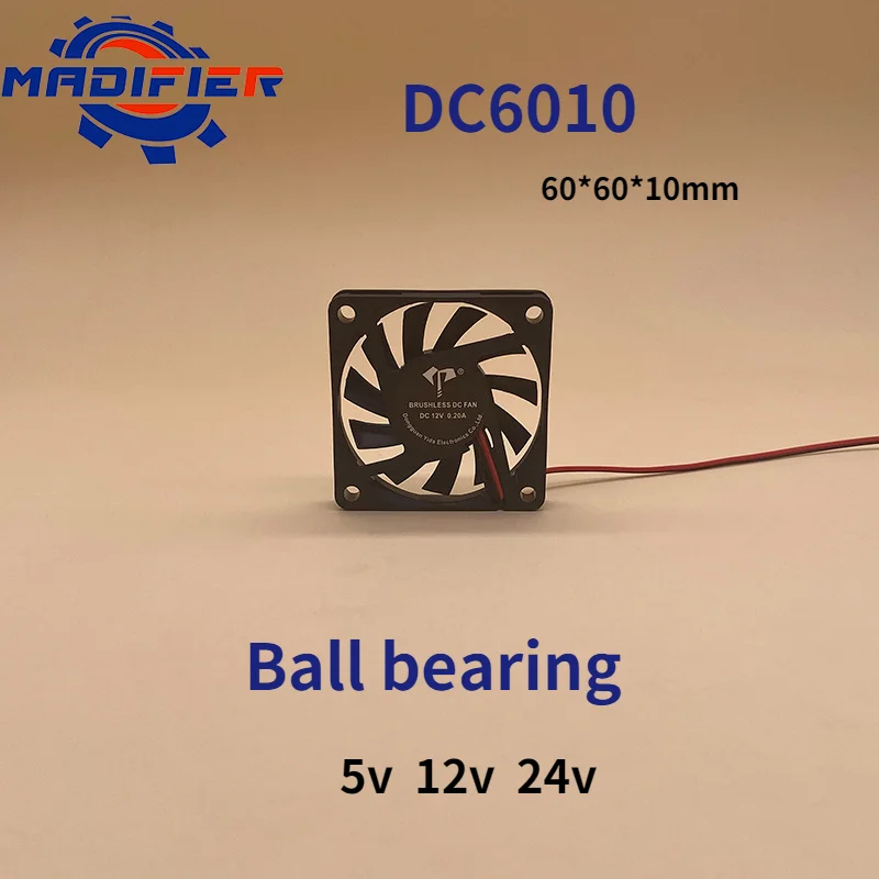 

Dc6010 Cooling Fan Two-Wire Ball Bearing Motor Cabinet Refrigerator Ultra-Thin DC Fan 5v 12v 24v