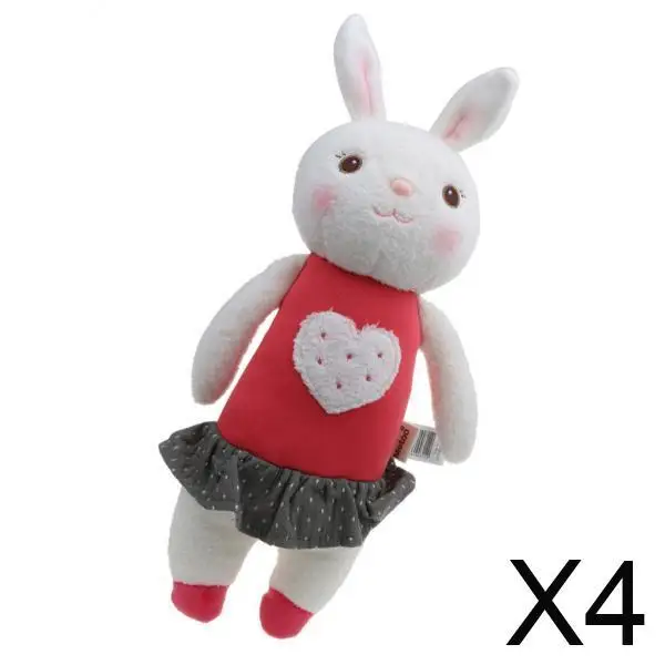 

4xLovely Stuffed Plush Rabbit Doll in Red for Kids Soft Toy Birthday Gift