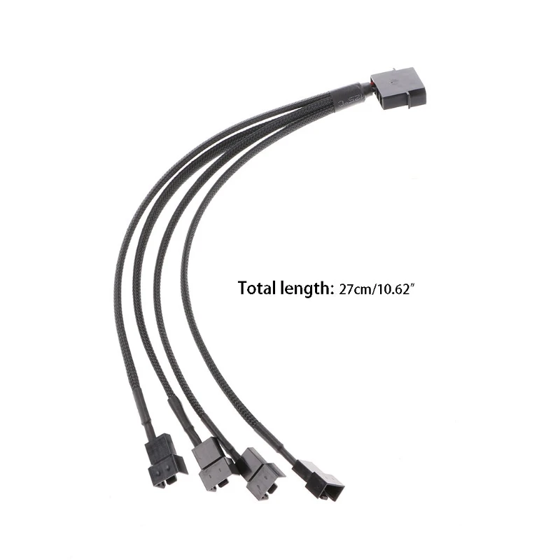 

4-Pin Molex Male To 4x 3-Pin/4-Pin PWM Male Sleeved Fan Extension Adapter Cable