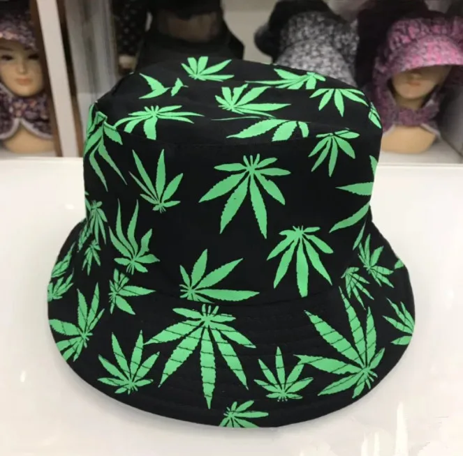 balck green Хип-хоп кепка, кленовый лист, Панама, Панама, шляпа для женщин и мужчин, пара летних хлопковых рыбацких шляп, Солнцезащитная шляпа с плоским верхом, рыбацкие шляпы, кепка s Boonie, подарок - Цвет: balck green