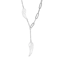 my shape women long pendant choker feather wing of angel necklaces stainless steel cable link chain necklace fashion jewelry