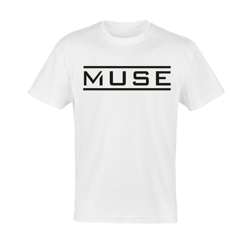 Luslos New Muse T Shirt White Color Women Short Sleeve Fashion Band Music Logo T-shirt Tops Graphic Tee Unisex Rock t shirt | Женская