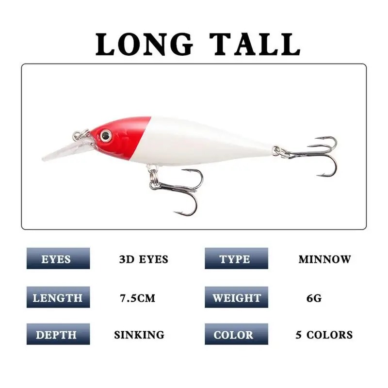 

1Pc 7.5cm/6g Hard Plastic Fishing Bait 3D Eyes Swing Bait Bait Fishing Hard Gear Fishing Fake Bait Equipment G1B3
