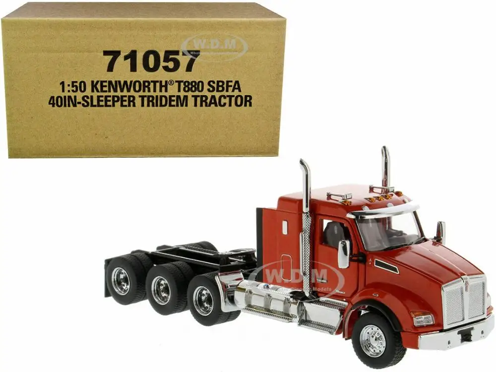 KENWORTH T880 SBFA 40 &quotгрузовик тягач оранжевый 1/50 бренд DIECAST MASTERS 71057|construction vehicle toys|vehicles