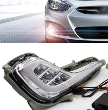 

1 шт. автоматический желтый поворотник Функция светодиодный бампер решетка противотуманная фара DRL дневные ходовые огни для Hyundai Accent Solaris 2010-2013