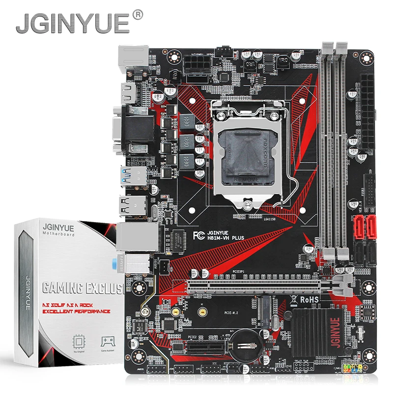 

JGINYUE H81 motherboard LGA 1150 For i3 i5 i7 4th Xeon E3 V3 1150 processor DDR3 desktop memory M.2 NVME USB3.0 H81M-VH PLUS