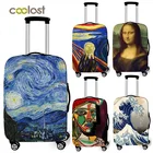 Чехол для чемодана с изображением Ван Гога, масляной живописи, японских волн, Моны Лизы, эластичный чехол для чемодана, пылезащитный чехол для чемодана