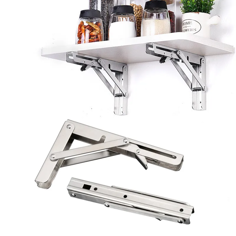 

2PCS 10 Inch Length Triangle Folding Angle Bracket Adjustable Wall Mounted Durable Bearing Shelf Bracket DIY Home Table Bench