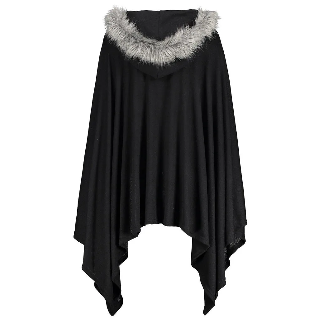 Однотонный плащ женский летучей мыши пальто с капюшоном размера плюс плюшевый на