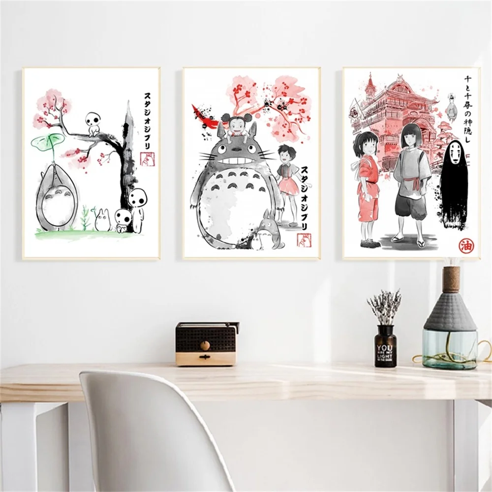 

Anime Hayao Miyazaki Movie Canvas painting Totoro Spirited Away Art Posters and Print Home Decor Vintage Pictures For Kid Room