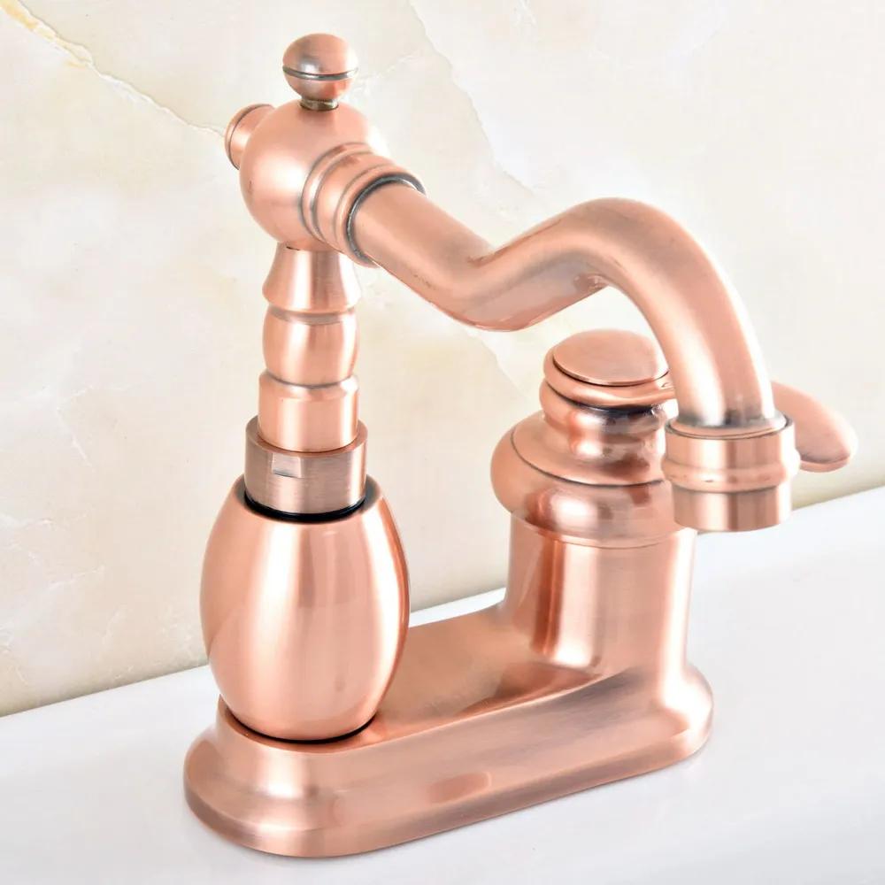 

Однорычажный смеситель для раковины в античном стиле из красной меди, 2 отверстия, 4 дюйма, для кухни, ванной комнаты, 360 дюйма, dsf836