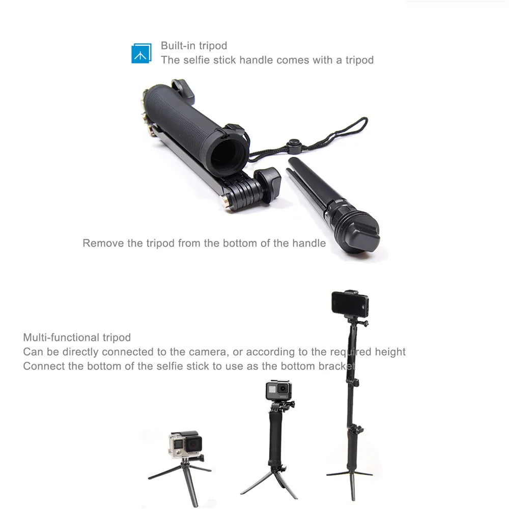 Регулируемый Водонепроницаемый 3 Way Штатив-Трипод с ручкой Скрытая для DJI Osmo экшн нескользящий складывающийся втрое селфи палка экшн Камера аксессуары