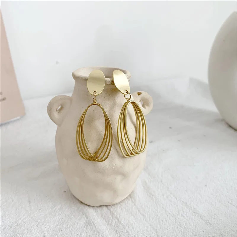 The Metal Hook Stainless Steel Multi-layer Openwork Tree Leaf Earrings Long Leaf Stud Earrings Free Shipping
