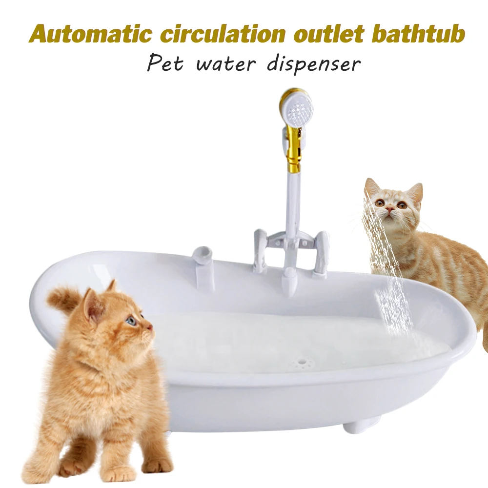 

Automatic Pet Cat Drinking Fountain Battery Power Bathtub Shaped Electronic Cats Drinking Water Fountain for Kitten Cat Supplies