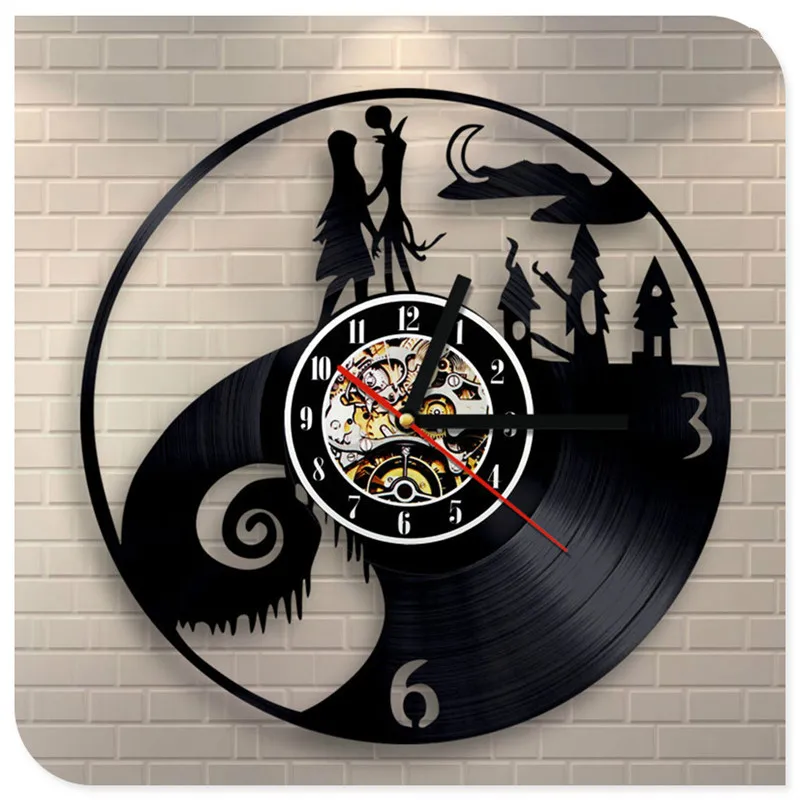 Хэллоуин Skellington черный виниловый CD 3D настенные часы Ночная кобыла перед рождественские украшения для поделок для дома - Цвет: 8