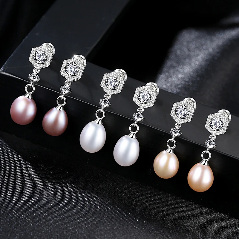 Женские серьги из серебра 925 пробы с натуральным пресноводным жемчугом |