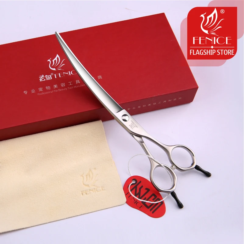 Купить Fenice профессиональный уход за собаками изогнутые ножницы VG10 ножницы из нержавеющей стали для домашних животных