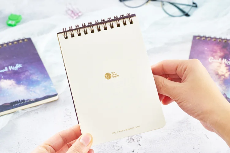 Фиолетовый звездное небо хорошая ночь поворот CoilBook блокнот скрапбук винтажный