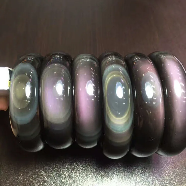 Браслет из обсидиана естественного ледяного цвета Женский Круглый браслет с