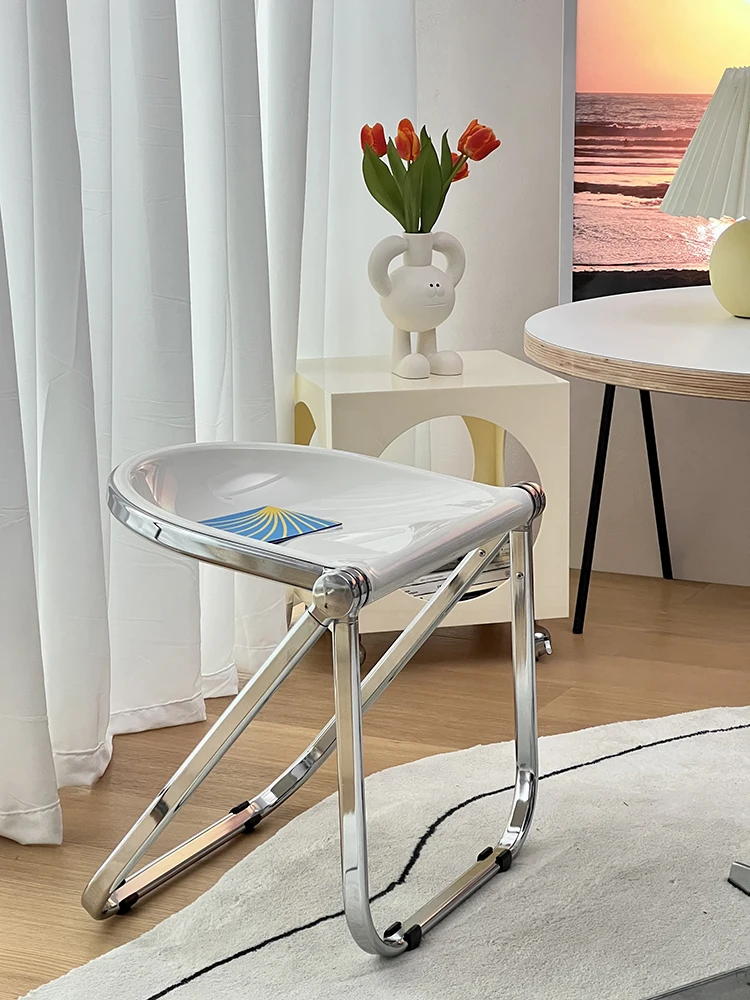 

Мебель для планшетов, скандинавский прозрачный стул для макияжа, складной туалетный стул, простой роскошный стул для чая и кофе, стул для но...