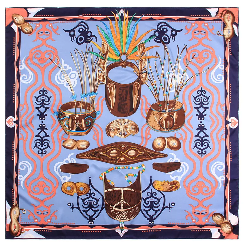 Ручная работа саржевый шелковый шарф женский с индийским принтом квадратные