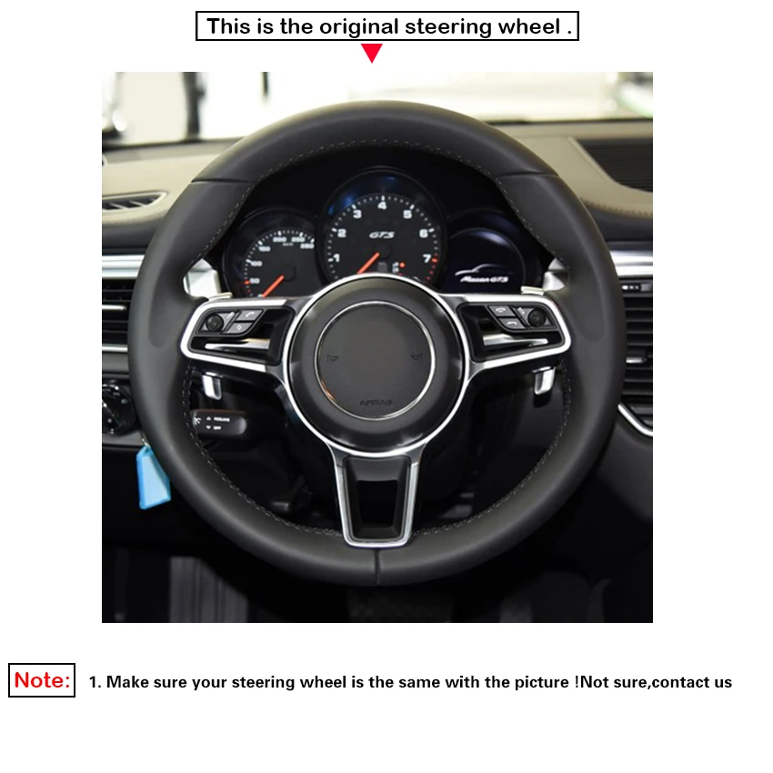 Черная замша DIY ручной работы чехол рулевого колеса автомобиля для Porsche Macan Panamera