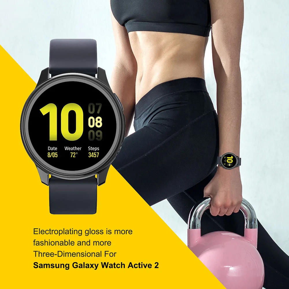 Screen Protector Case for Samsung galaxy watch active 2 44mm 40mm Full Coverage Bumper with Tempered Glass Protective Cover