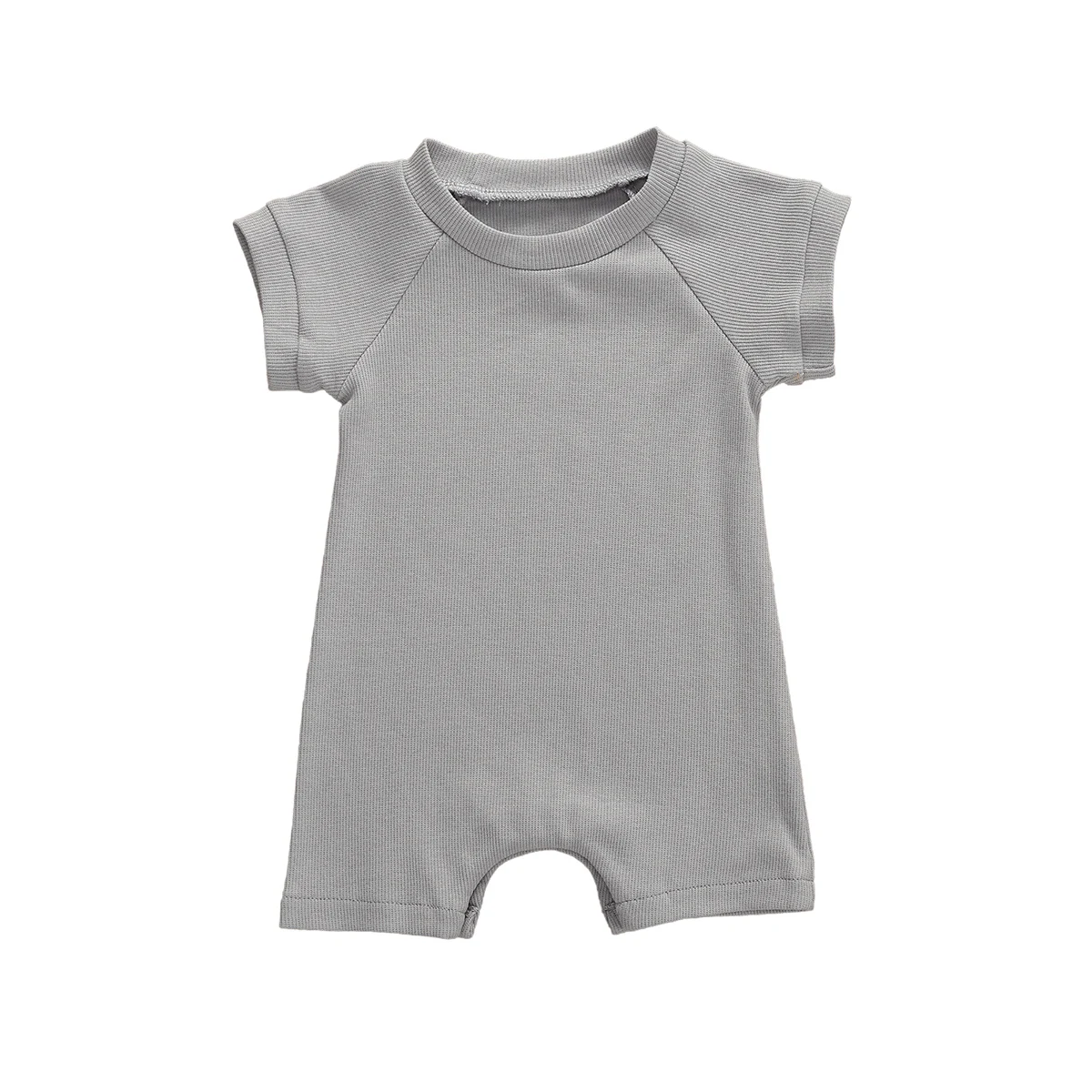 

2020 Summer Newborn Infant Baby Boys Girls Clothes Solid Ribbed Cotton Romper Jumpsuit Shorts Short Sleeve Infant Outfit 0-18M
