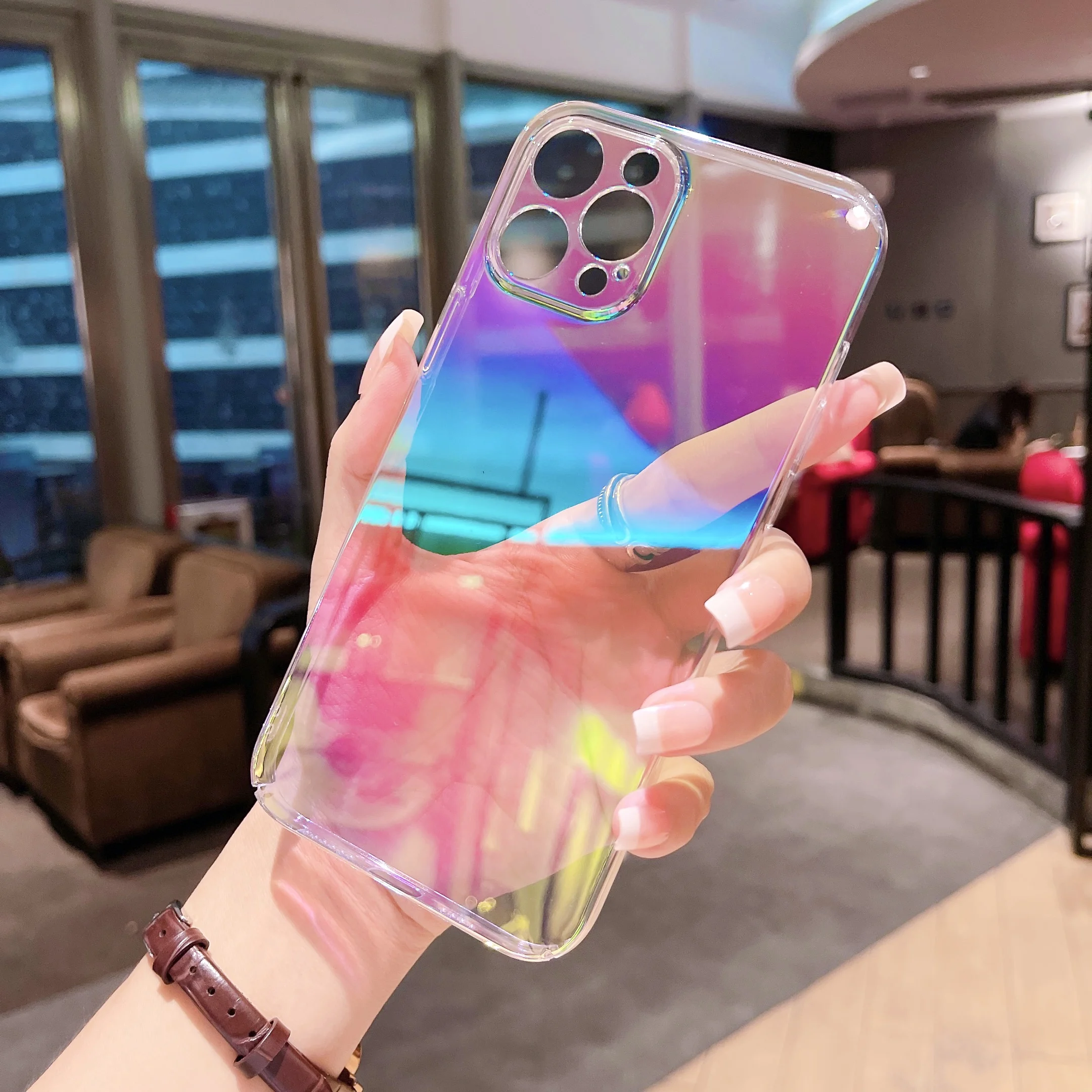 

Цветной чехол для iPhone 13 Pro, Радужный жесткий прозрачный чехол Funda для iPhone 12 11 Pro Max X XS MAX XR 7P 7 8 Plus, чехол
