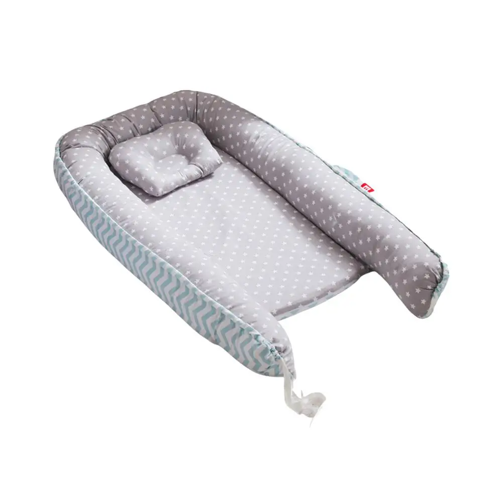 

Portable Baby Crib Baby Bed For Travel Newborn Baby Lounger Bassinet Cradle With Pillow Cotton Baby Nest For Sleeping 85x50cm