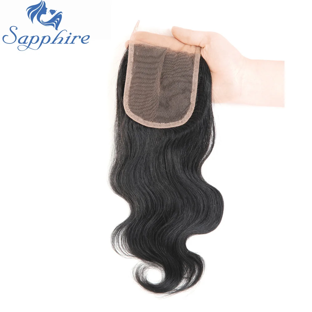 Сапфировые волосы перуанские объемные волнистые человеческие на шнуровке 4*4