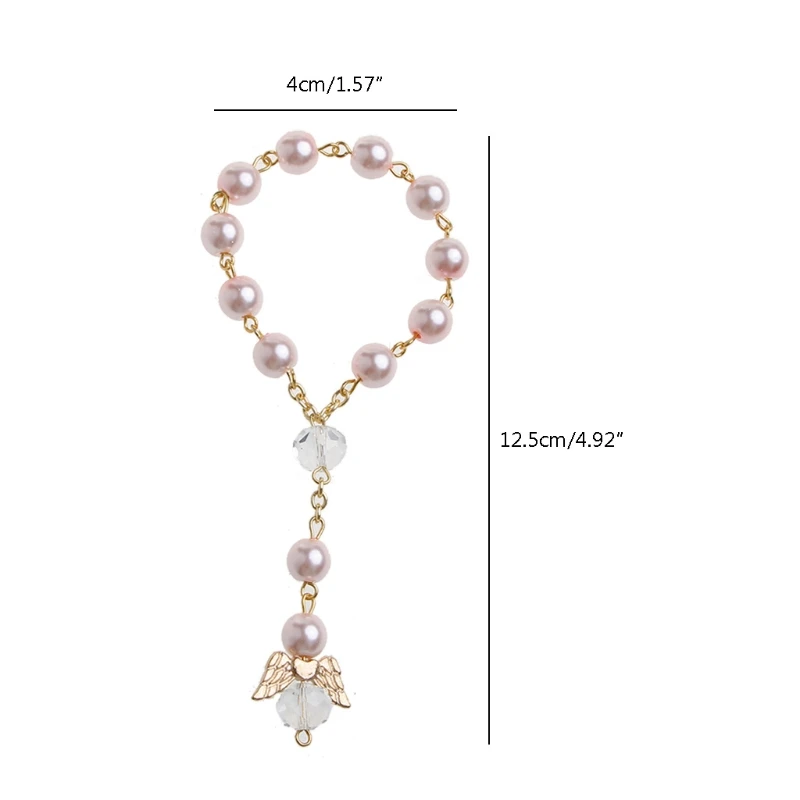 Четки для крещения Акриловые миниатюрные четки с ангелом первого причастия