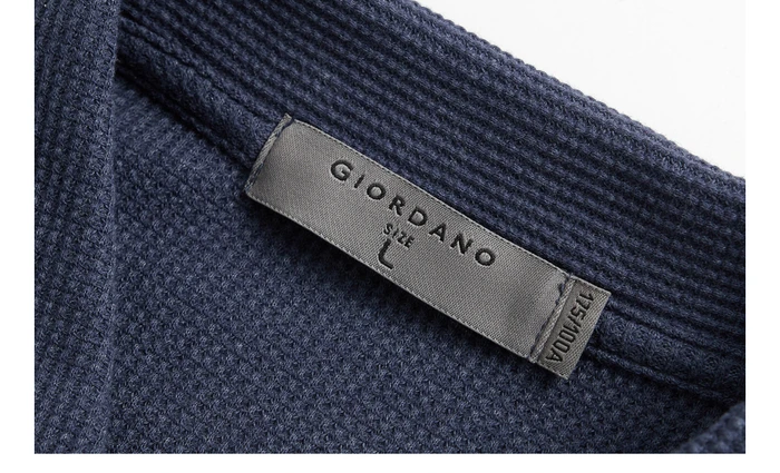 Giordano мужские рубашки поло с вафельным узором, с длинными рукавами, мужские плотные однотонные поло Para Hombre, с разрезом по подолу, Camisa Polo 01019783