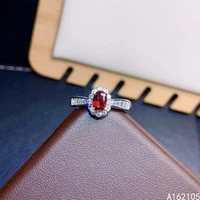 925 pure silver chinese style natural garnet womens luxury fashion simple oval adjustable gem ring fine jewelry support detecti