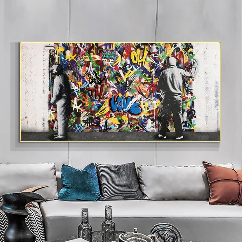 

Abstract Street Graffiti Art Canvas Painting on the Wall Art Posters and Prints Art Pictures For Living Room Wall Decoration