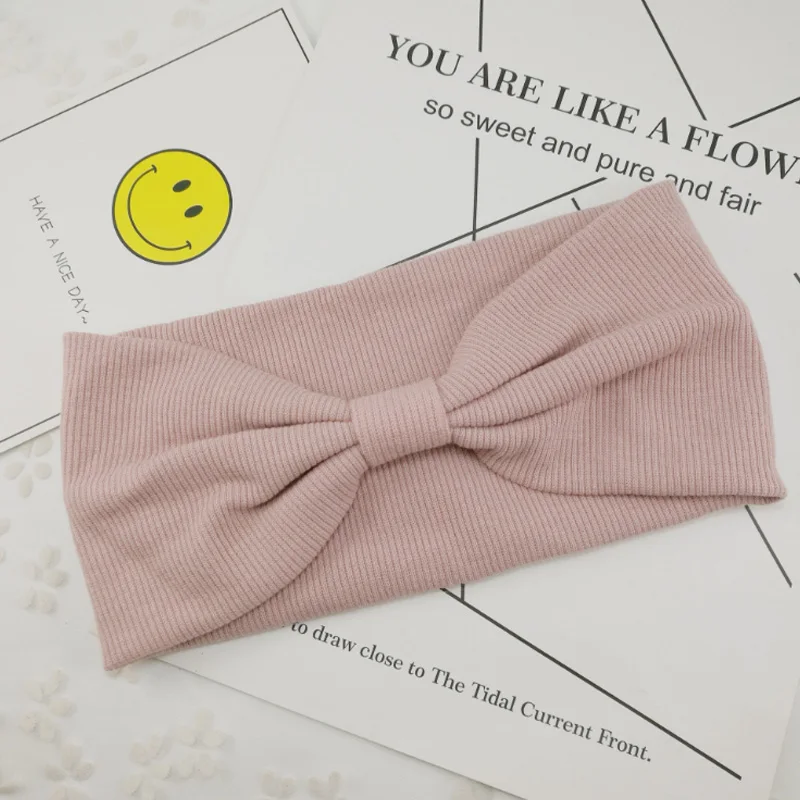 style 2 pink Зимняя Детская повязка на голову; эластичная лента для волос для девочек; однотонные Детские аксессуары для волос; завязанная детская чалма; Детская повязка на голову - Цвет: style 2 pink
