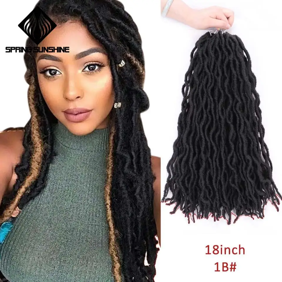 Весна солнце 12 18 дюймов Nu Locs Ombre Faux Locs Curly плетение волос Синтетические крючком косы волос