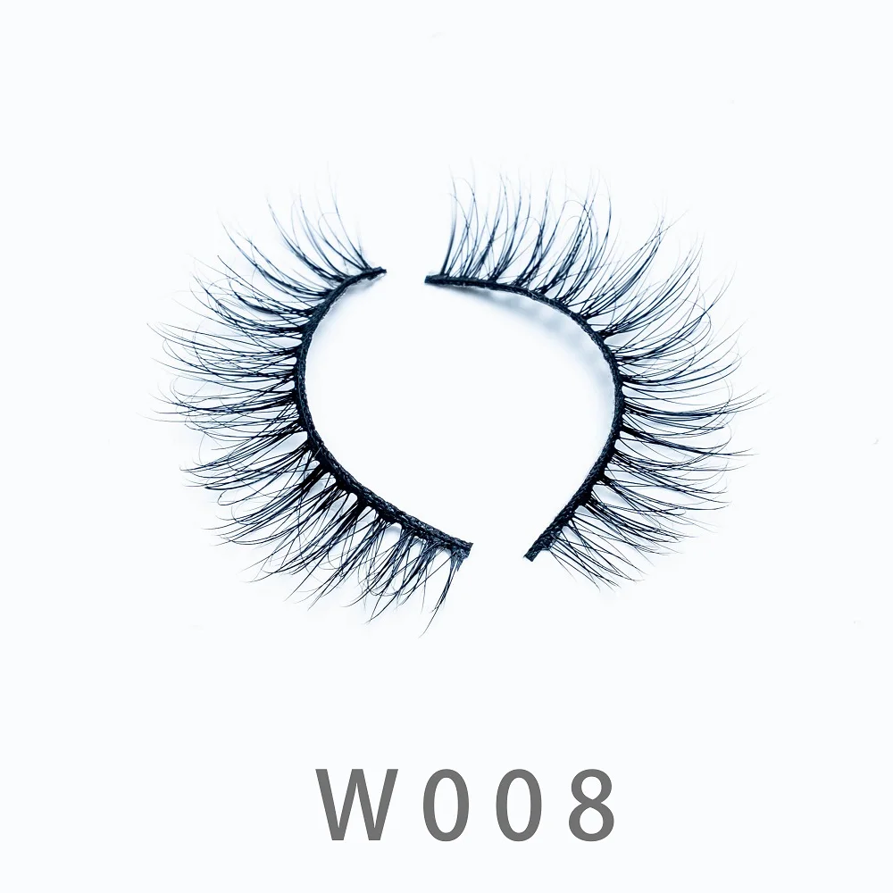 

10mm W08 3D Mink False Strip Lashes Natural Wispy Fluffy Dramatic Volume Fake Handmade Cruelty-Free Eyelashes Extension Tools