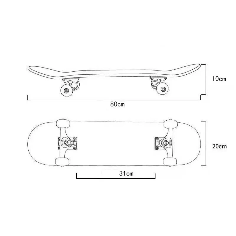 

Double Kicktail Cruiser Skateboard Rocker Board Teenager Adult Maple 4Wheel Sidewalk Skating Street 24 Color Matte Surface Board
