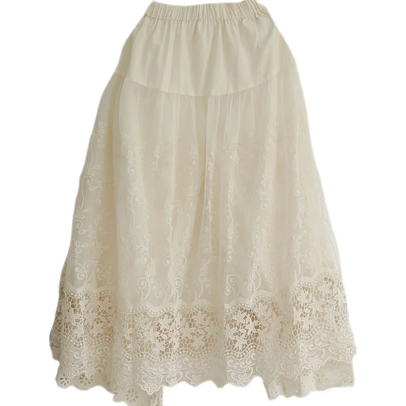 

Skirt + Pants ~ Lamtrip Unique Boutique Embroidery Lace Layers Lolita Princess Skirt Saia 2021 Summer Mori Girl