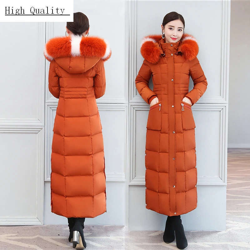 Зимнее пальто для женщин толстый теплый бренд 90% утиный пух куртка длинный