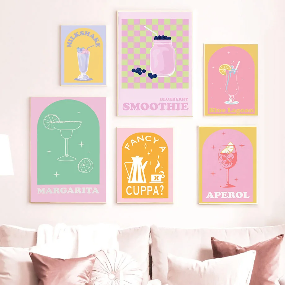 

Whiskey Tequila Gin Cocktail Coffee Drink Wall Art Canvas Painting Nordic Posters And Prints Wall Pictures For Bar Room Decor