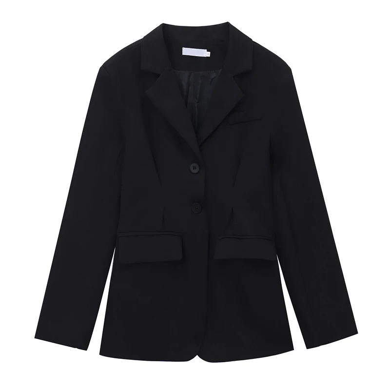

Fashion Blazer Jacket Women Casual Pockets 2020 Autumn Long Sleeve Office Wear Solid Loose Female Outerwear Elegant Ladies Coat