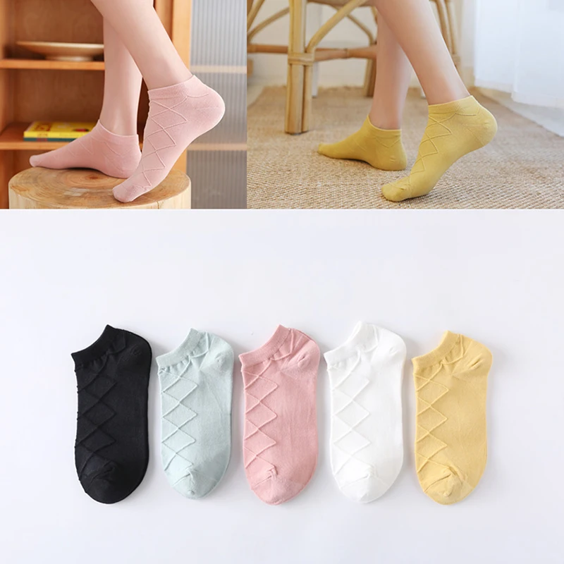 

2021 New Women's Socks Simple Plaid Boat Socks Casual College Style Students Lovely Cotton Socks kawaii socks