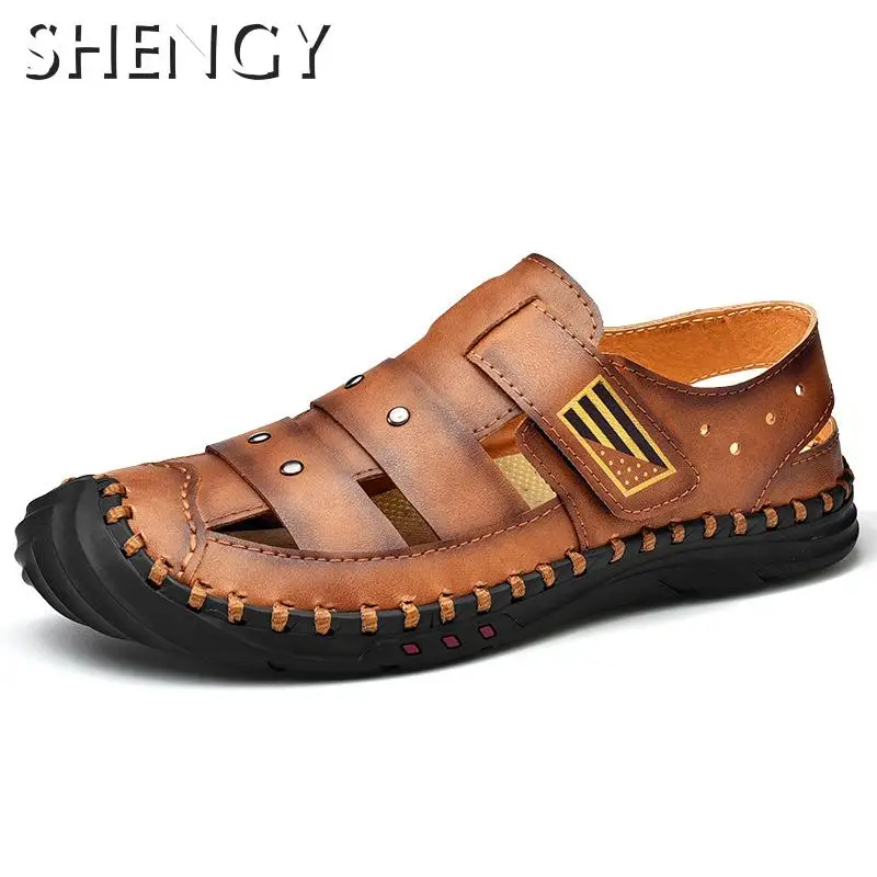 Сандалии мужские дышащие Повседневная пляжная обувь с прорезями Нескользящие