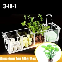 3 in 1 transparent acrylic aquarium filter boxes external hanging water purifier for aquarium fish tank box