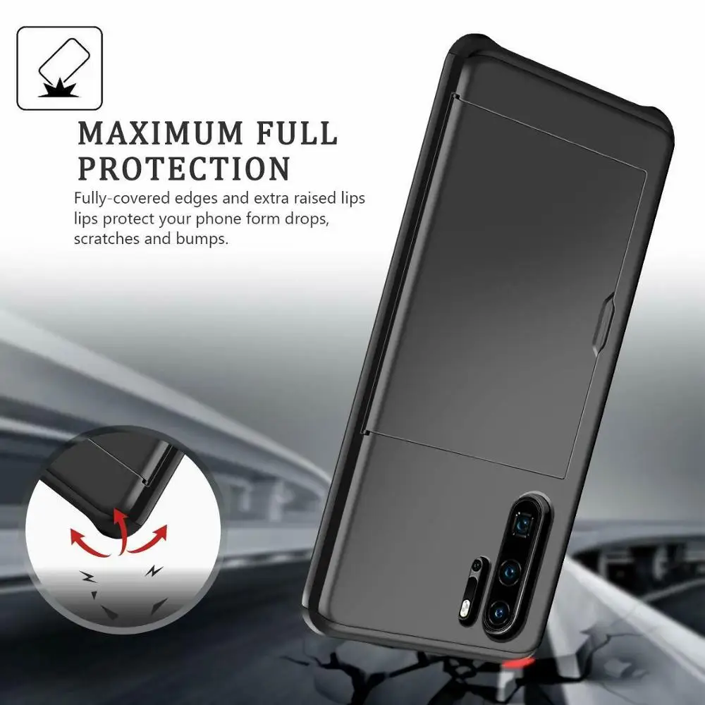 for huawei p30 pro case hard armor phone case for huawei p30 pro p30pro wallet credit card holder slide protect cover for p30 free global shipping